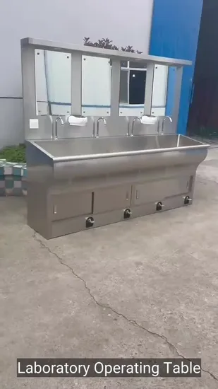 Customized 304 Stainless Steel 1/2/3/4 Station Operating Theatre Scrub Sink with Induction Knee Touch and Pedal Type